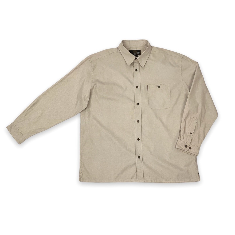 Weatherproof Shirt Men XL Brown Long Sleeve Button Down Houndstooth Print